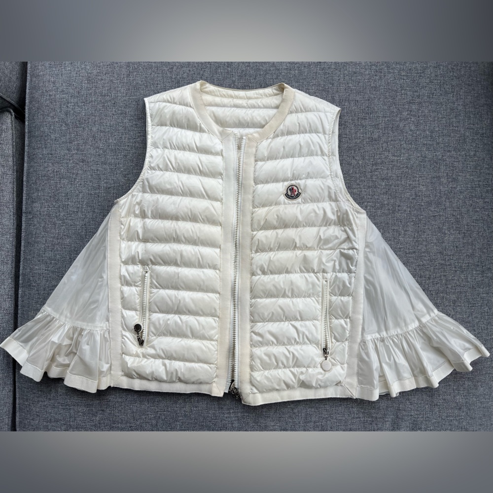 Moncler Lightweight Down Vest with side Ruffle Detail